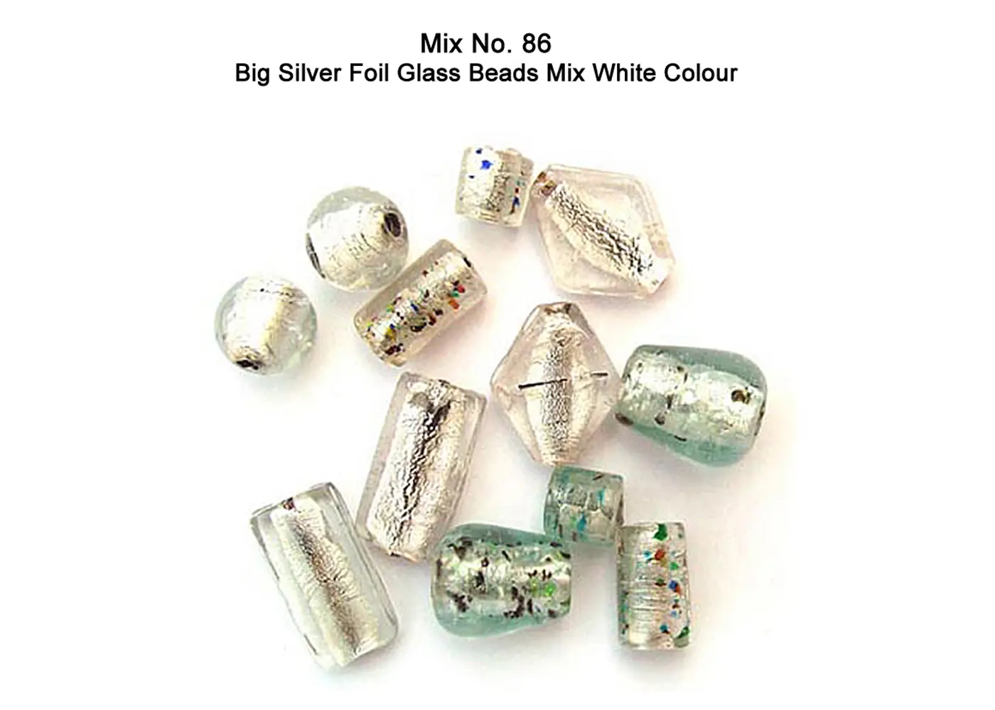 Big silver foil beads in White color